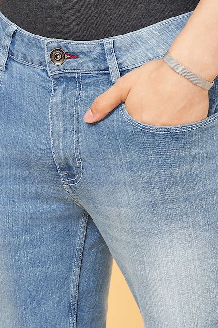 Light Blue Solid Full Length Casual Men Straight Fit Jeans - Selling ...