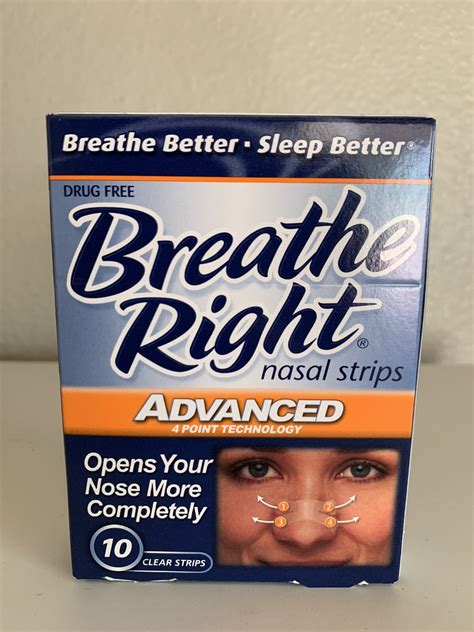 BREATHE RIGHT (10) Clear Nasal Strips ADVANCED Adult Size Nose Band ...