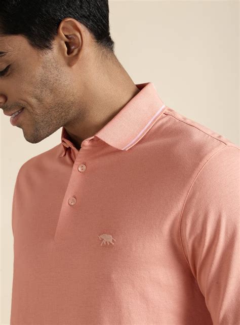 Buy Peach Polo | Casual Pink Solid Polos & Tees for Men Online | Andamen