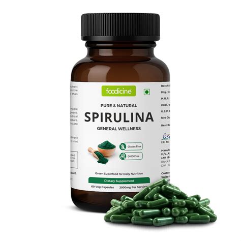 Spirulina Veg Capsules - Natural Protein & Antioxidant Boost | Foodicine
