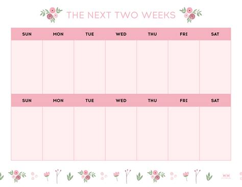 Two Week Calendar Printable