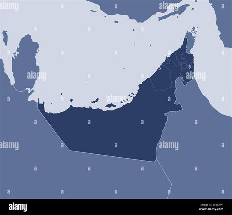 Map of United Arab Emirates and nearby countries, United Arab Emirates is highlighted Stock ...