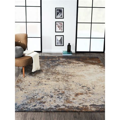 Buy OBSESSIONS Abstract Polypropylene Carpet, Beige and Grey Online