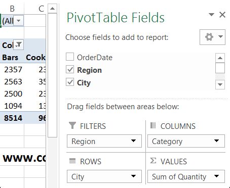 Image result for Pivot Table Field List