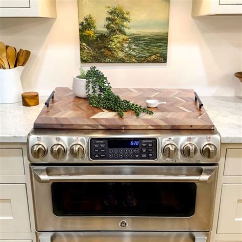 Noodle Board Stove Cover Wood with Handles, Wooden Stovetop Cover Board ...