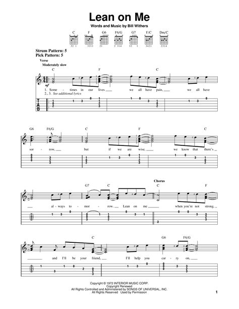 Lean On Me by Bill Withers - Easy Guitar Tab - Guitar Instructor