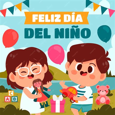 Ilustración plana para la celebración del día del niño en español ...