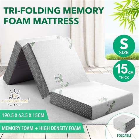 Folding Mattress Single Trifold Memory Foam Sofa Bed Portable Sleeping ...