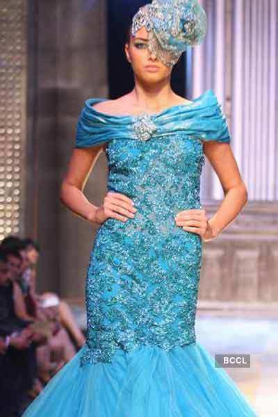 A model presents a creation by designer Manav Gangwani during Day-3 of ...