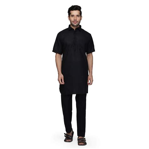 Buy Royal Kurta Mens Black Half Sleeve Pathani Kurta Pyjama at Amazon.in