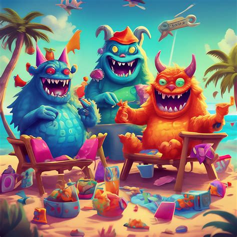 "Monsters on vacation" — image created in Shedevrum