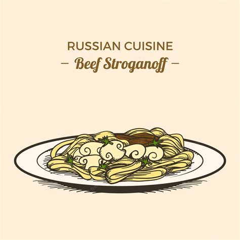 Download Delicious Russian Cuisine - Beef Stroganoff Cartoon Art ...