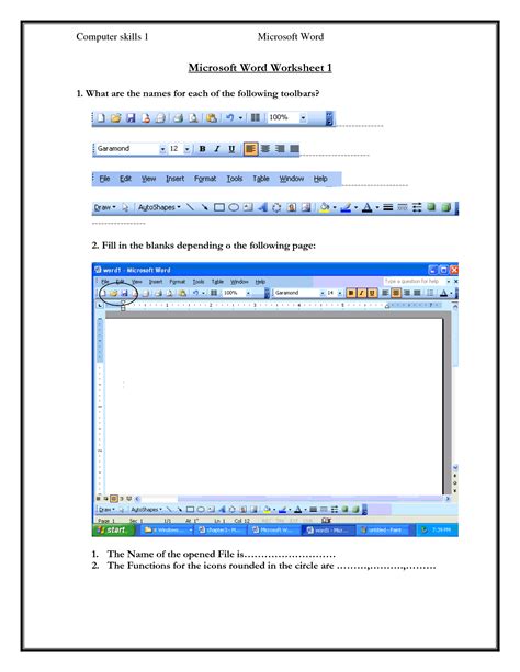 Computer Worksheet MS Word 的图像结果