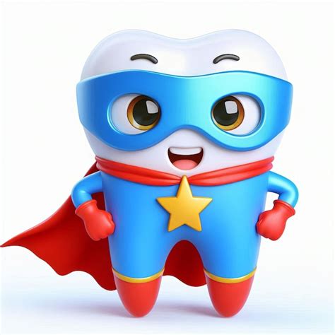 Cute super hero tooth cartoon 3d | Premium AI-generated image