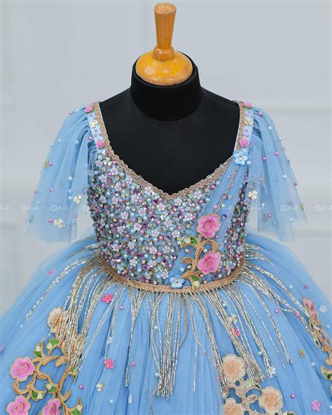 Buy Blue and Green Combo Organza Gown for Kids Online | Girls Party ...