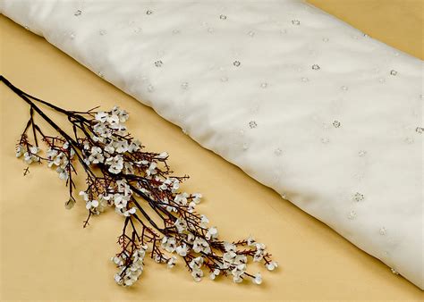 The Noor - White Net Fabric with Buti 15141 | parasgalleryfabrics
