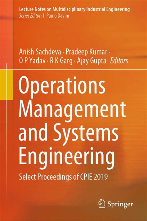 Operations Management and Systems Engineering: Select Proceedings of ...
