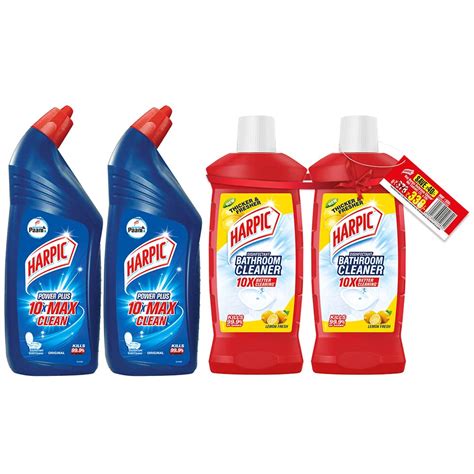 Harpic Bathroom Cleaner Lemon, 1 L (Pack of 2) and Harpic Original ...