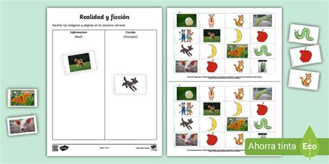 Recortable: Realidad y ficción- Guía de trabajo - Twinkl