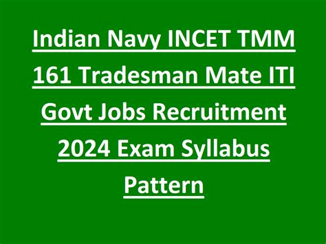 Indian Navy INCET TMM 161 Tradesman Mate ITI Govt Jobs Recruitment 2024 ...