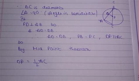 In a circle with centre P AB is a chord and BC is a diameter.PD is the ...