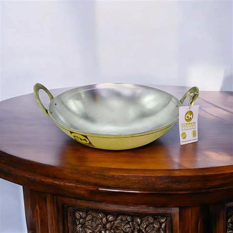 Buy Copper-Master Pure Brass Heavy Weight Kadhai Tin Coated for Cooking ...