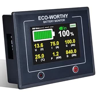 ECO-WORTHY 200A Battery Monitor, Suitable for 0-100V Li-ion/LiFePO4/AGM ...