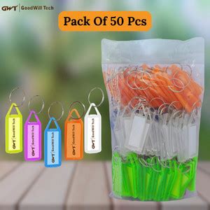 Speny Multicolor Keyring & Keychain with Name Tag Labels (Pack of 50 ...