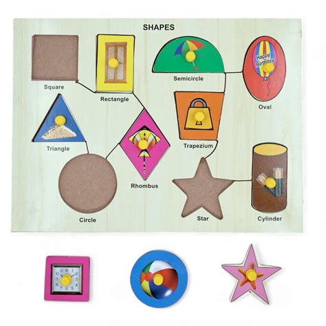 Krafthooks Shapes Wooden Puzzle | Wooden Toys for Kids 3+ Years ...