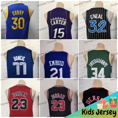 Kids James Throwback Basketball Jersey Black 15 Vince Giannis 1 Harden ...