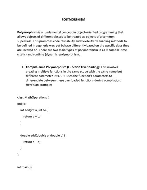 OOP1 - Good - POLYMORPHISM Polymorphism is a fundamental concept in ...