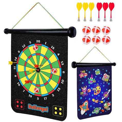 Power Your Fun Magnetic Dart Board for Kids - Roll Up Double Sided Toy ...