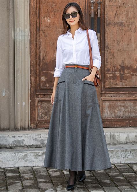 Long Wool Skirt A-line Wool Maxi Skirt Wool Skirt Women - Etsy
