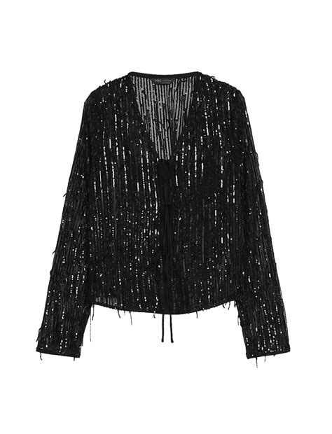 Buy Sequin V-Neck Tie Front Blouse at Marks & Spencer