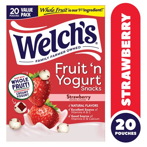 Welch's Fruit Snacks, Fruit 'n Yogurt Strawberry, 0.7oz, 20 Count ...