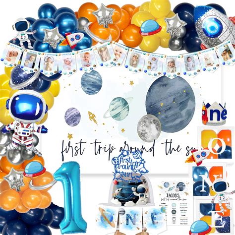 First Trip Around The Sun Birthday Decorations Outer Space 1st ...