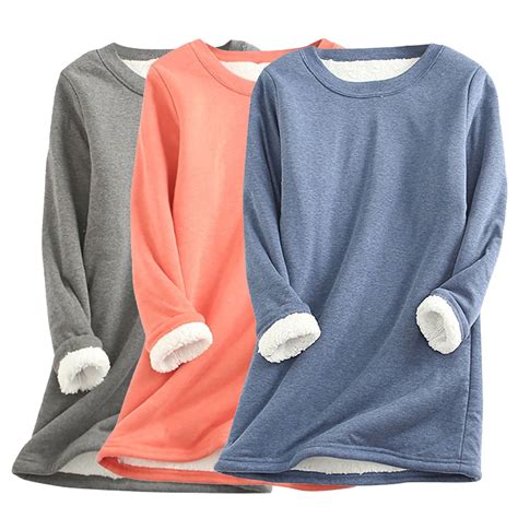 FAVIPT Womens Fleece Lined Sweatshirt Winter Warm Sherpa Lined Crewneck ...