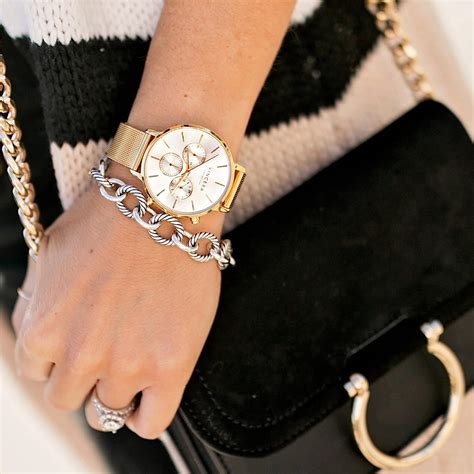 Vincero Luxury Woman's Kleio Wrist Watch - Yellow Gold + Silver dial ...