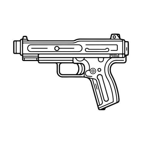 Sketch hand drawn single line art coloring page gun day | Premium Vector