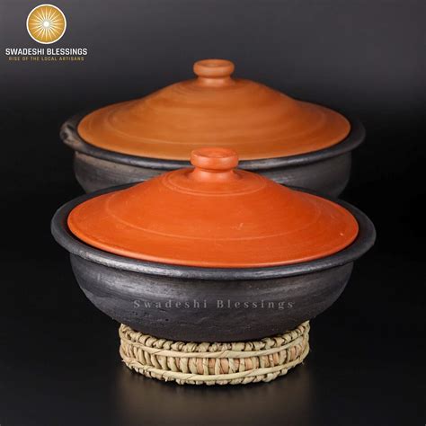 Swadeshi Blessings Exclusive Range Unglazed Earthen Pots/Clay Kadai fo