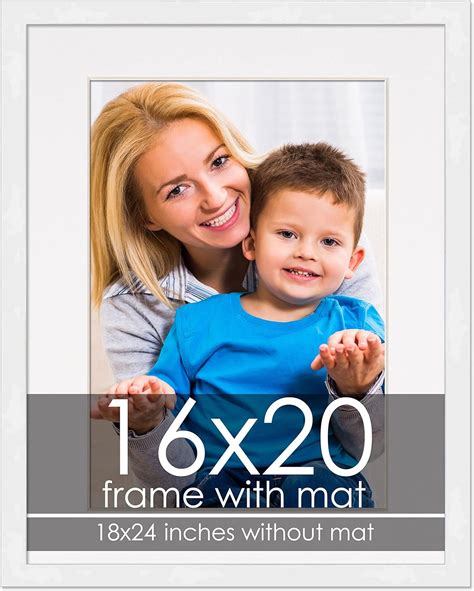 Amazon.com - 16x20 Frame with Mat - White 18x24 Frame Wood Made to ...