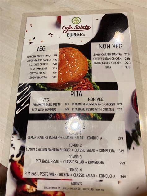 Menu at Cafe Salata, Bengaluru