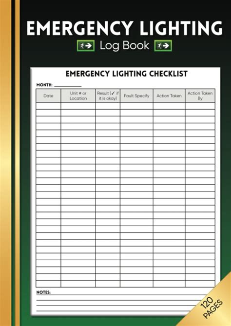 Buy Emergency Lighting Log Book a4: Emergency Lighting Checklist ...