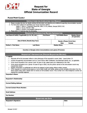 GA Request For State Of Georgia Official Immunization Record 2013-2025 ...