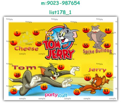 Tom and Jerry theme designs in Tambola Housie, Cards
