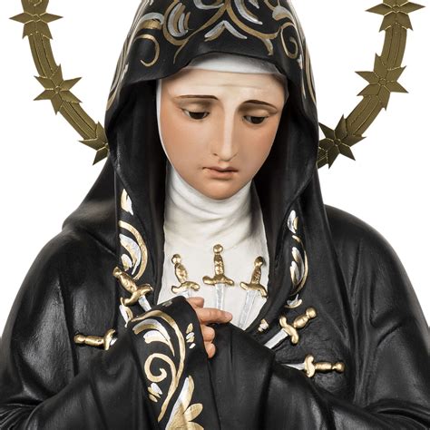 Our Lady of Sorrows, Soledad, 80cm in wood paste, elegant decora ...
