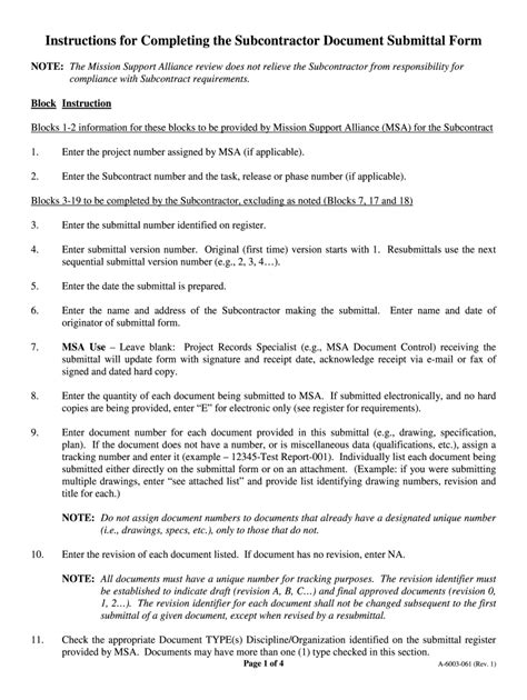 Subcontractor Document Submittal Form - Blank Fillable Template | Fill ...