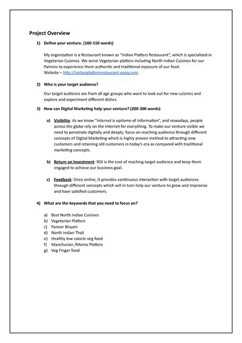 Getting into Market - Project DM 1 - Project Overview Define your ...