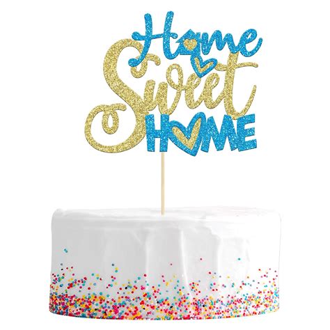 Gyufise Blue Glitter Home Cake Topper for Housewarming Party India | Ubuy