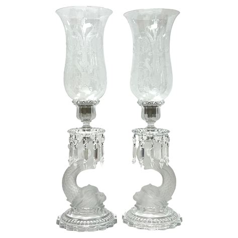 A Baccarat Crystal Lustre Dolphin Candlestick For Sale at 1stDibs